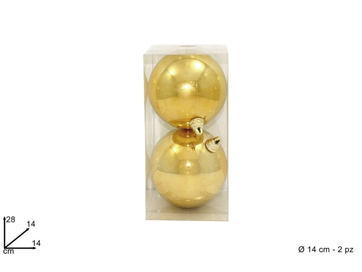 PALLE 14 CM 2 PZ LUCIDE IN BOX PVC ORO 2A2E10/DG