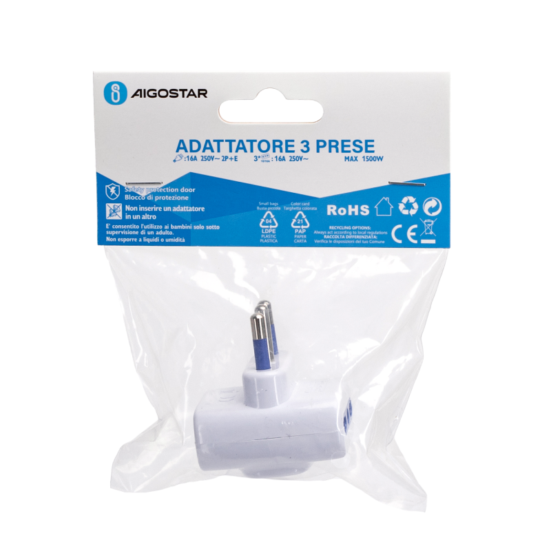ADATTATORE A 3 VIE 16A BIANCO