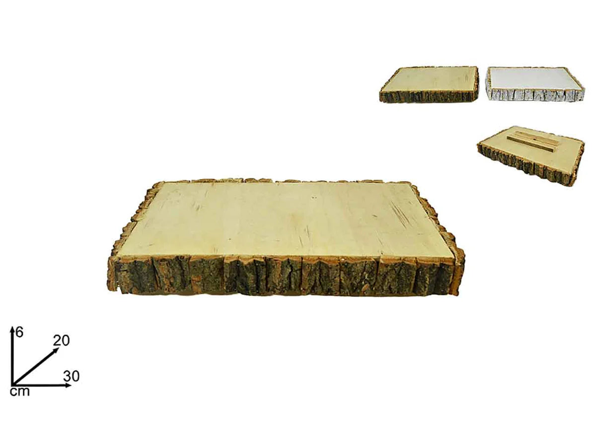 BASE LEGNO DECORATIVA RETTANGOLARE 30X20CM 2COL.ART.DXQ19-30