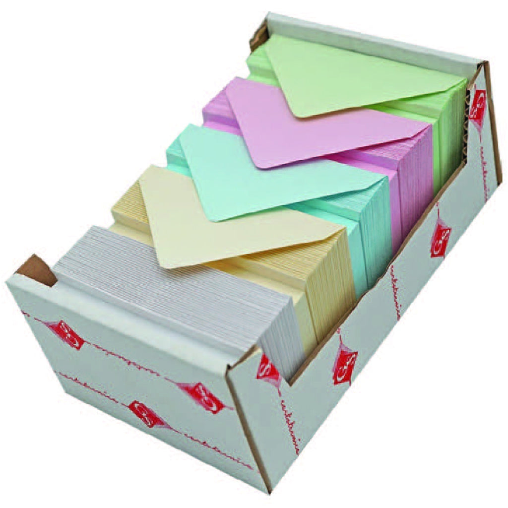 *BUSTE C/BIGLIETTO ASS.TO 5 COLORI PERLA CC/BB F.TO 7X11 CON