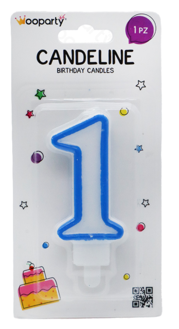 CANDELINA PARTY AZZURRO N.1 8.5CM