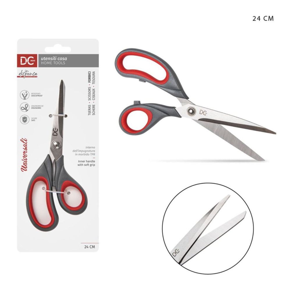 DC CASA FORBICI M/USO 24CM ROSSO/GRIGIO