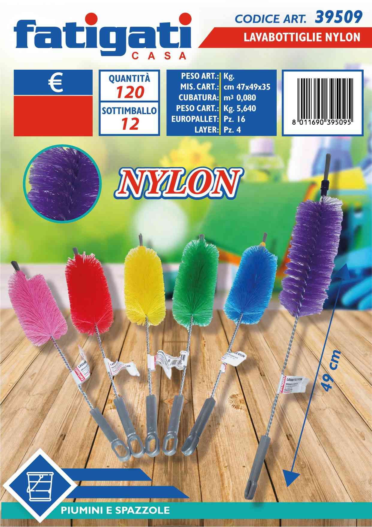 FATIGATI LAVABOTTIGLIE NYLON 49CM COLORI ASS.