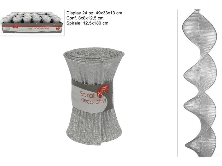 DECORAZIONE TESSUTO SPIRALE 12.5X180CM SILVER HJ2017-1688-12