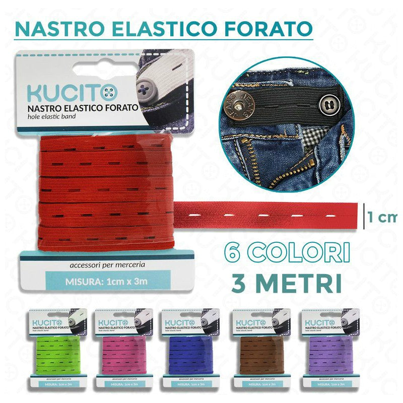 NASTRO ELAST. FORATO COL. ASS. 3MT*1CM