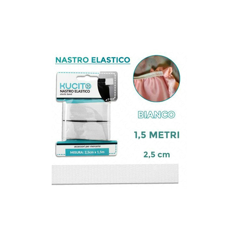 NASTRO ELASTICO BIANCO 1.5MT*2.5CM