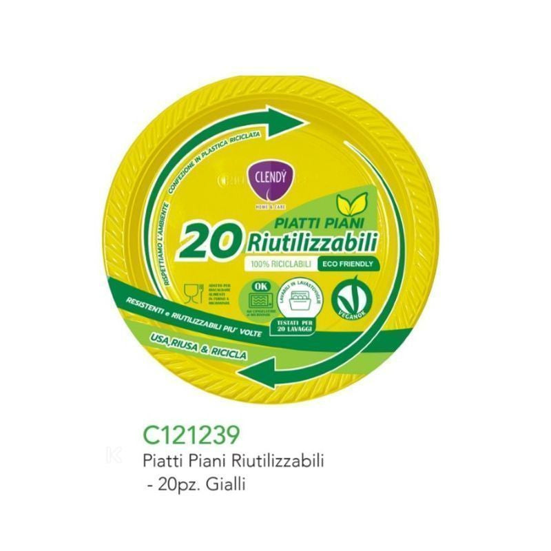 PIATTI PIANI RIUTILIZZABILI 20PZ GIALLO