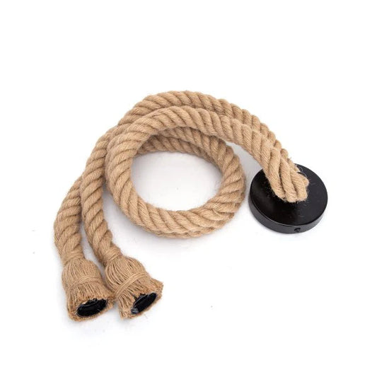 PORTALAMPADA E27 IN CORDA DI CANAPA DOPPIO CON CAVO DI SOSPE