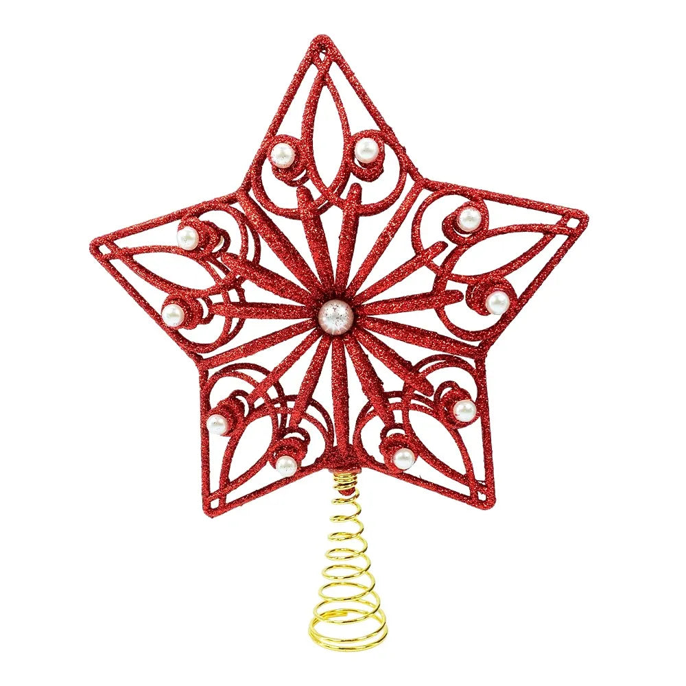 PUNTALE STELLA GLITTERATA CON PERLE ROSSO ART. SPS-196 RED(3