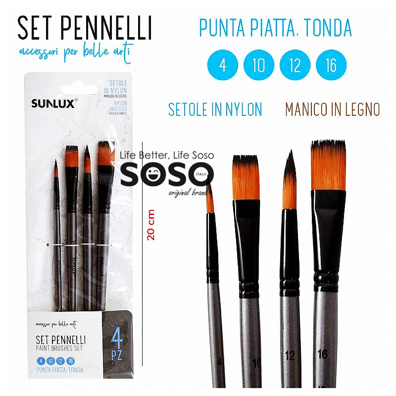 SET4 PENNELLI ARTISTICI MIS.4-10-12-16 21.5CM