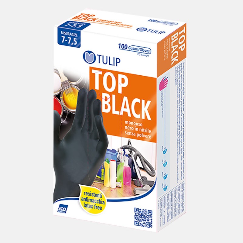 TULIP GUANTI NITRILE NERO S PZ.100