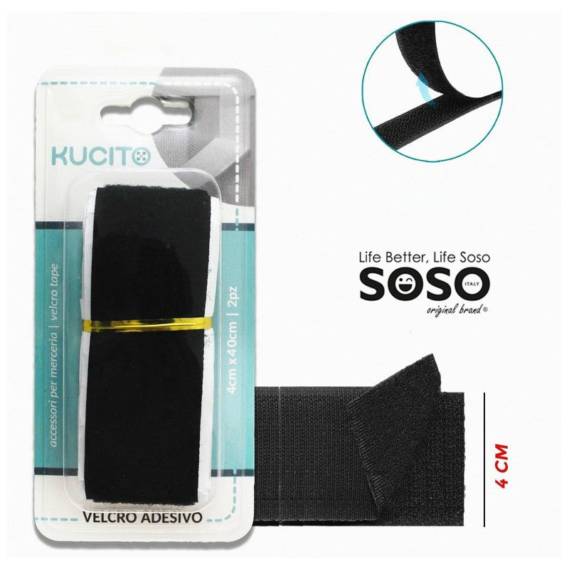 VELCRO A NASTRO NERO ADV 2PCS- 4*40CM