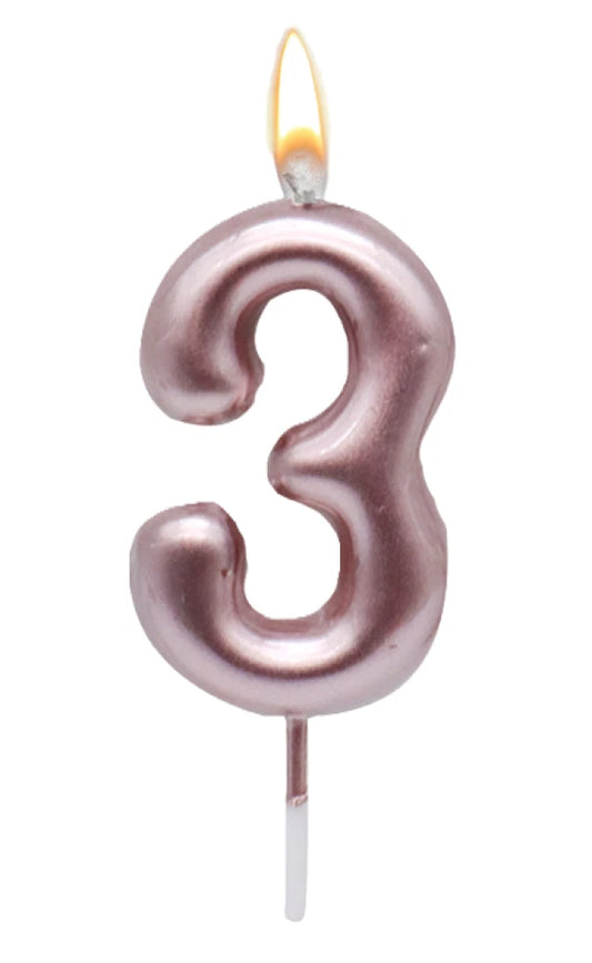 WOOPARTY CANDELINA ORO ROSA N.3 8.5CM