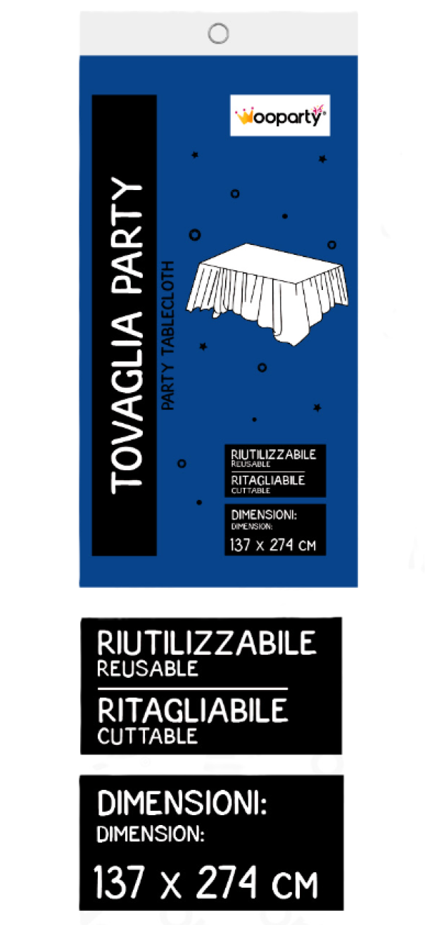 WOOPARTY TOVAGLIA RIUT. BLU 137*274CM /PZ DA 12**