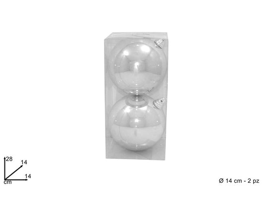 PALLE 14 CM 2 PZ LUCIDE IN BOX PVC SILVER 2A2E10/S