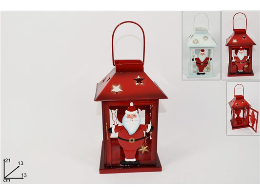 LANTERNA LATTA PORTATEALIGHT BABBO NATALE 21CM 2COL SY68692R