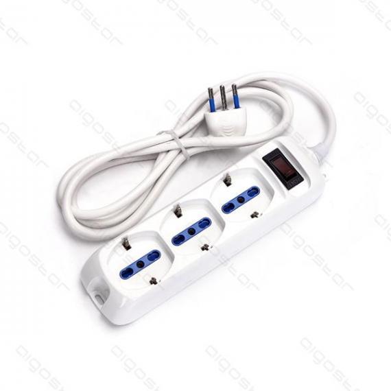 MULTIPRESA A 3 VIE CON INTERRUTTORE 10A  15M  3G1.0MM  BIAN