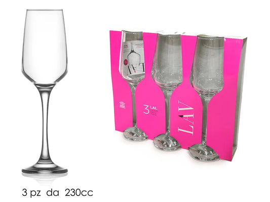 LAV CALICE CHAMPAGNE VETRO TRASP. 230CC 3PZ