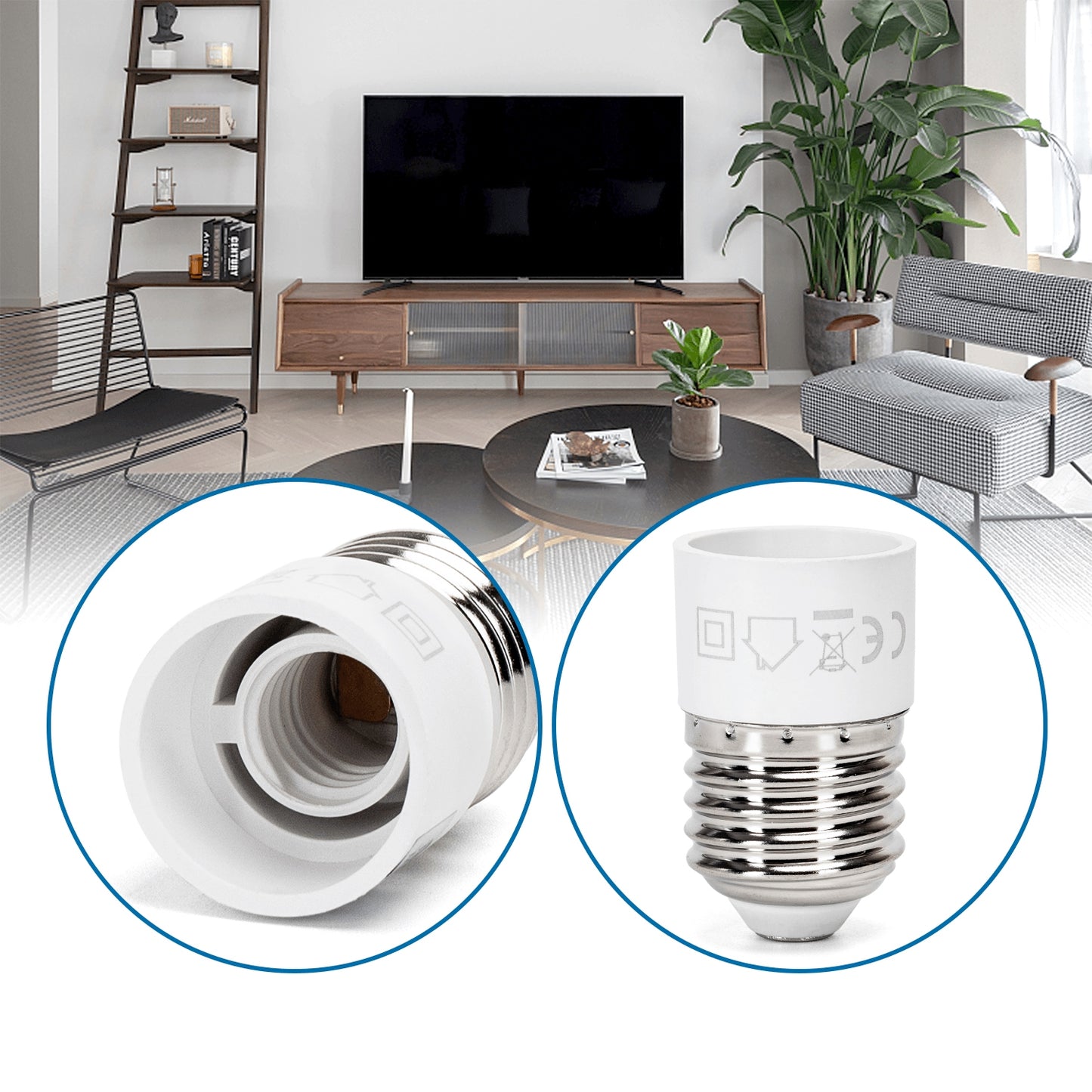 ADATTATORE DA E27 A E14 BIANCO(220-240VAC 50/60HZ)