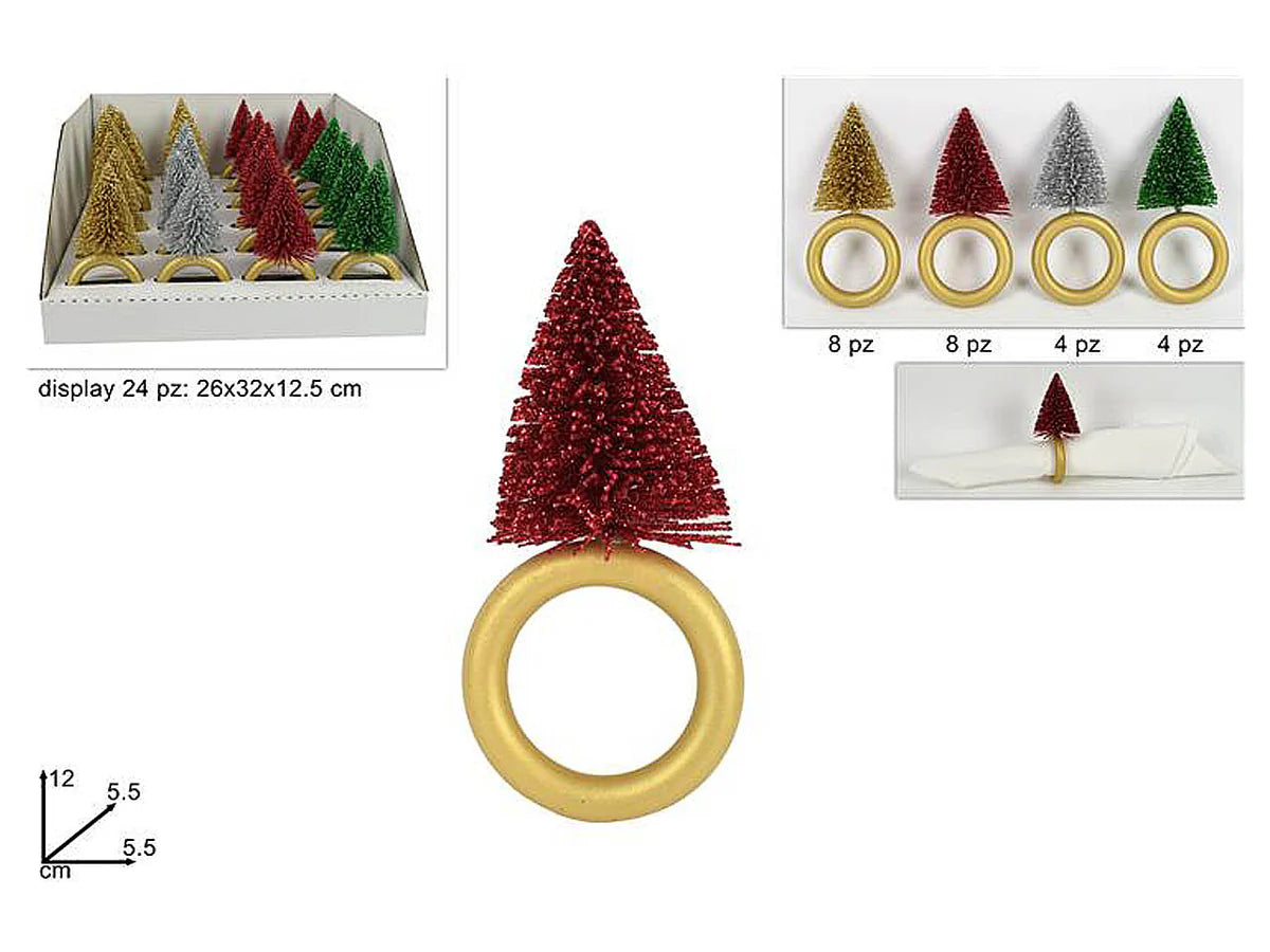 ANELLO PORTATOVAGLIOLI ALBERO DI NATALE GLITT ASS. IN DISPLA