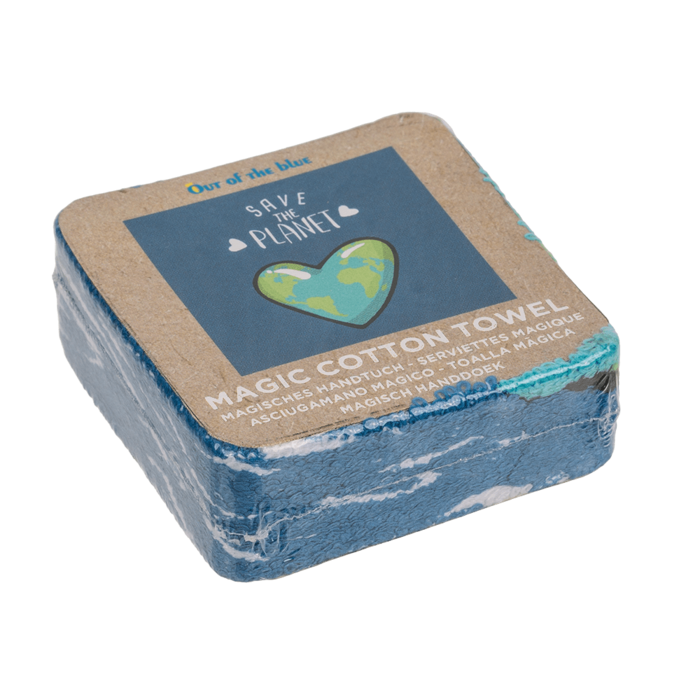 ASCIUGAMANO MAGICO IN COTONE SAVE THE PLANET CA. 30 X 30 C