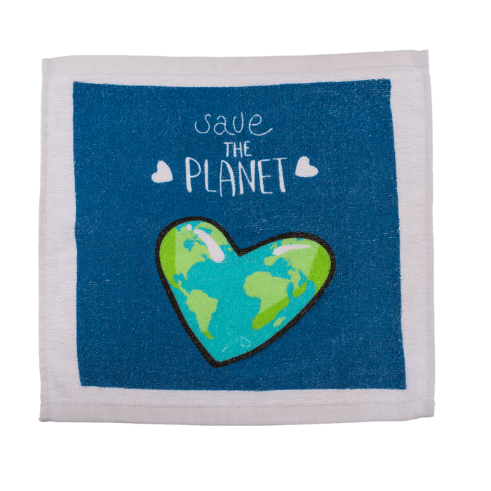 ASCIUGAMANO MAGICO IN COTONE SAVE THE PLANET CA. 30 X 30 C
