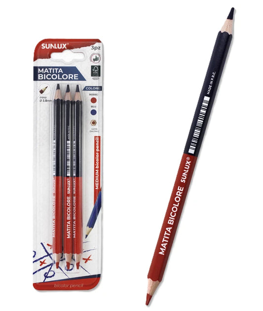 BL. MATITA BICOLORE MEDIUM BLU-ROSSO 3PCS