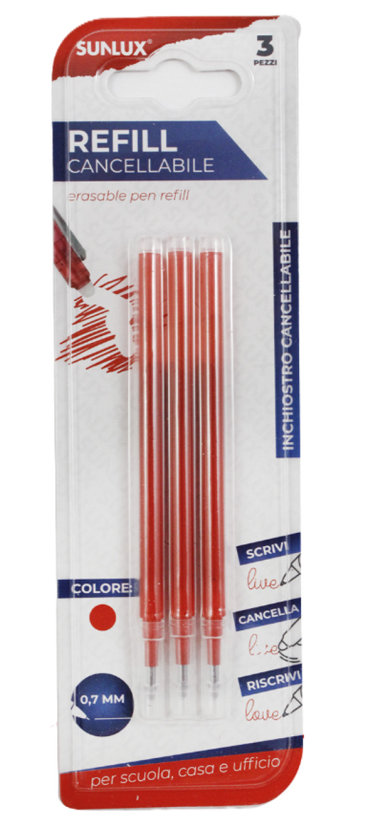 BL. REFILL CANCELLABILE ROSSO 3 PCS 0.7MM