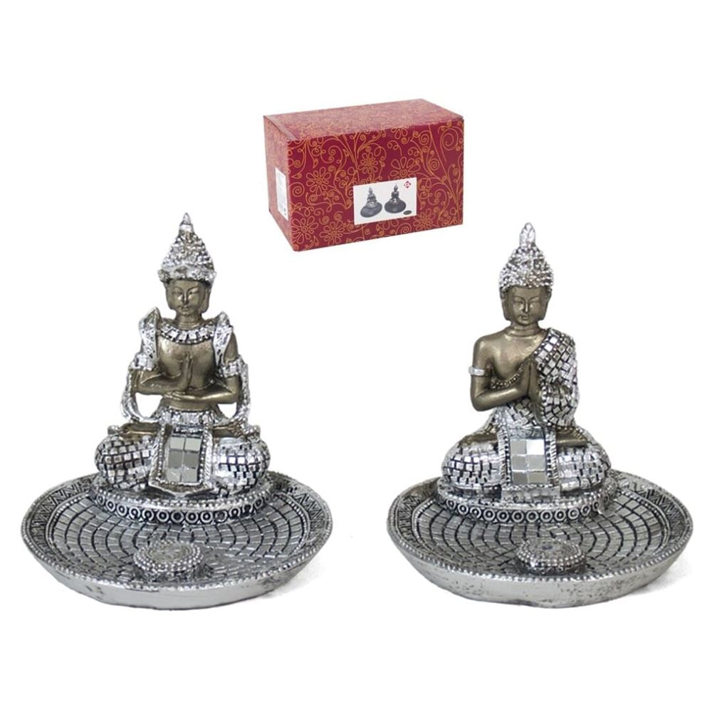 BUDDHA INCENSO 95 CM ARGENTO