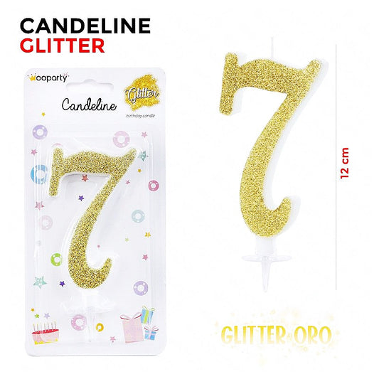 CANDELINE GLITTER ORO N. 7 12CM