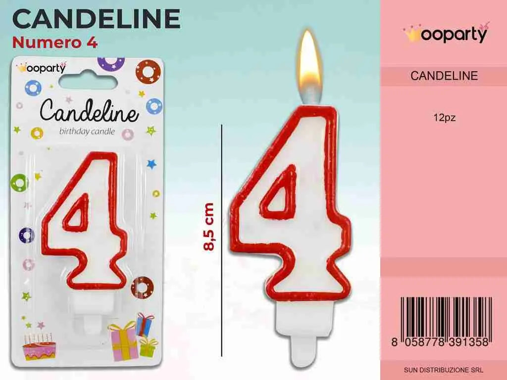 CANDELINE PARTY BIA-ROSSO N. 4 8.5CM