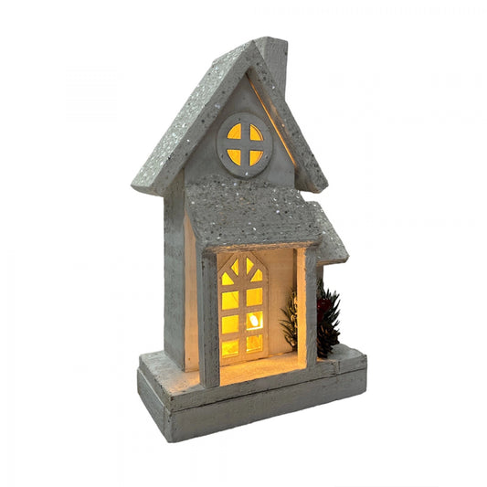 CASETTA LEGNO C/LUCI BIANCA C/GLITTER Z 20-190C