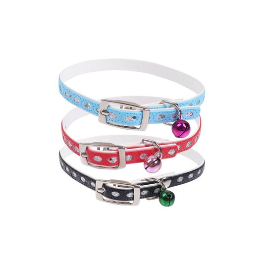 COLLARE PER GATTO CON CAMPANELLINO(W1.0*L30CM3 COLORI MISTI