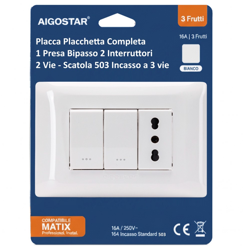 COMBINAZIONE INTERRUTTORE A 2 VIE*2 PRESE P17/11 SERIE ABM