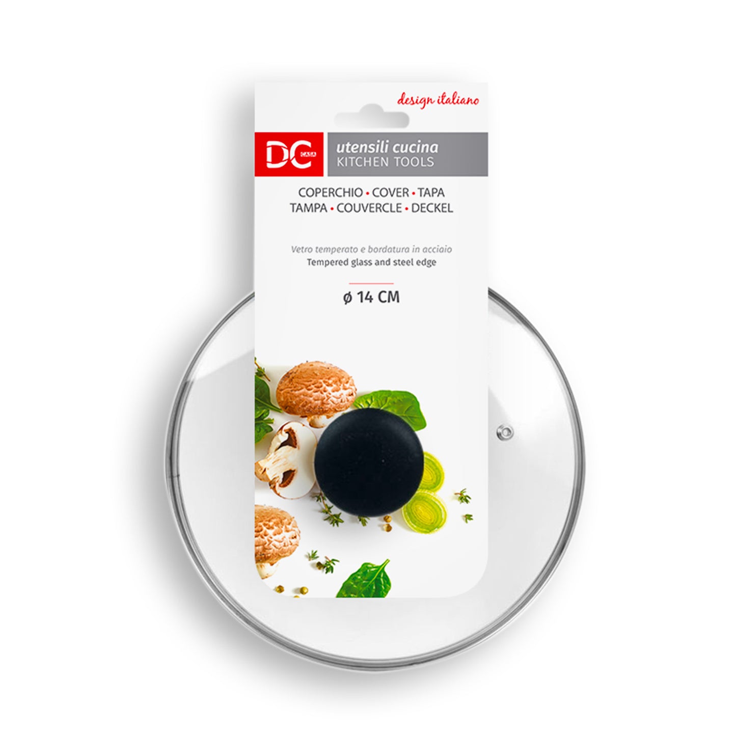 DC CASA COPERCHIO VETRO TEMPERATO B/INOX 14CM