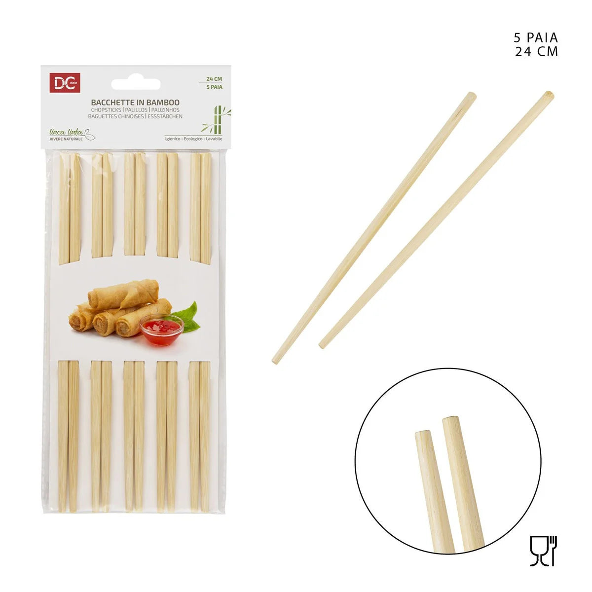 DC CASA BACCHETTE BAMBOO F/NATUR.LUCIDO 24CM 5PAIA
