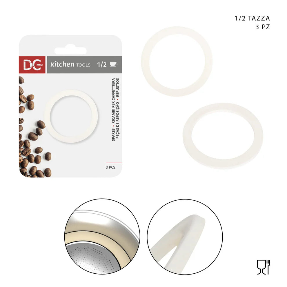DC CASA GUARNIZIONE CAFFETTIERA SILICONE 1/2TZ 3PZ