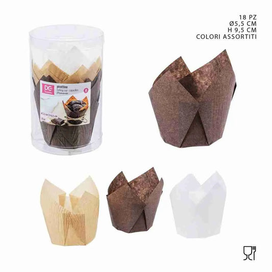 DC CASA PIROTTINO MUFFIN TULIPANO D5.5XH9.5CM 18PZ
