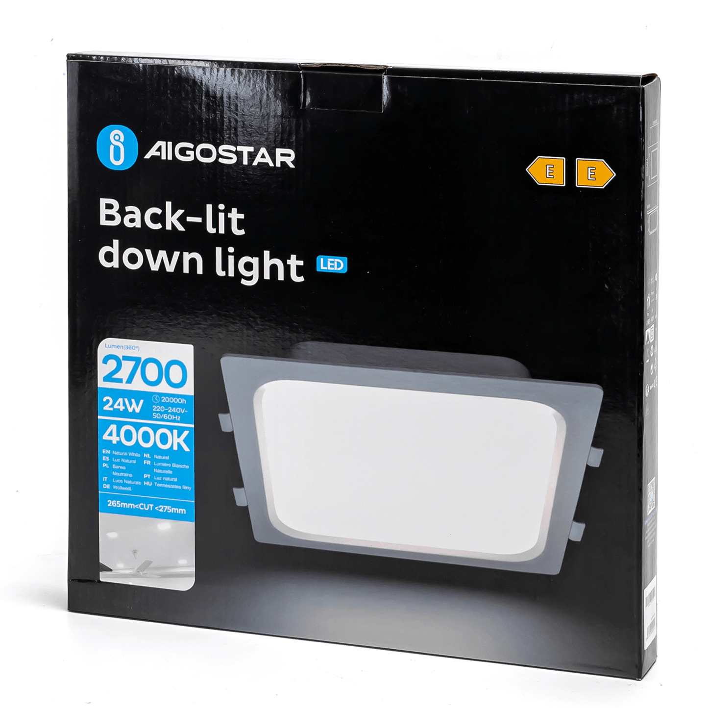 DOWNLIGHT LED E6 QUADRATO DA INCASSO 24W LUCE NATURALE(24W4