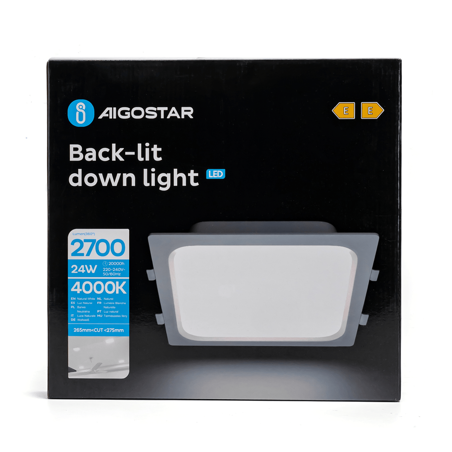DOWNLIGHT LED E6 QUADRATO DA INCASSO 24W LUCE NATURALE(24W4