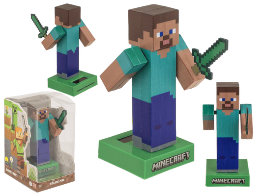 FIGURA MOBILE MINECRAFT - STEVE CON CELLA SOLARE SU BASE D