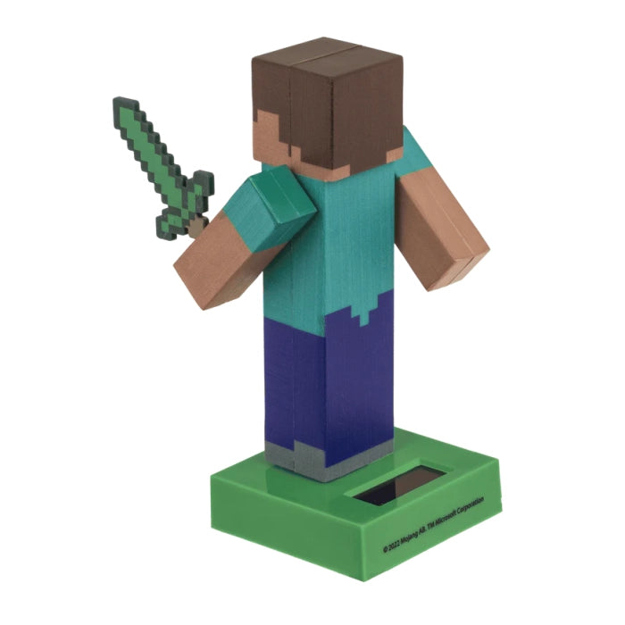FIGURA MOBILE MINECRAFT - STEVE CON CELLA SOLARE SU BASE D
