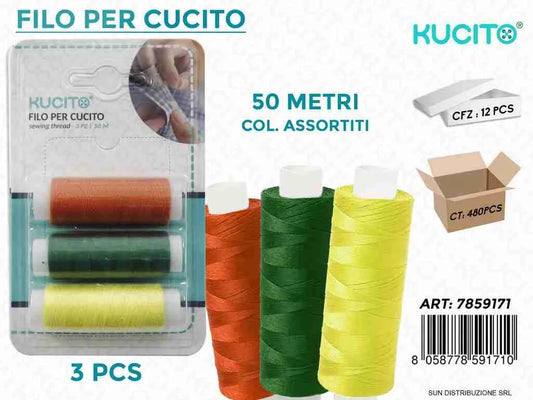 FILO PER CUCITO COL.ASS. 3PCS-50MT