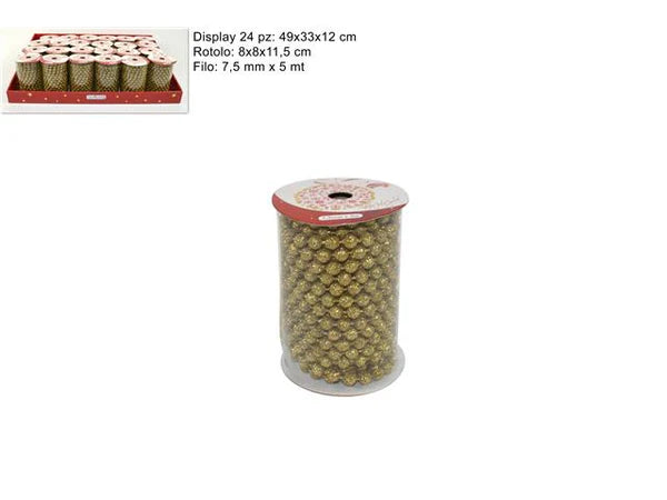 ROTOLO FILO PERLE GLITTERATE 7.5MM*5MT ORO ART 4A18T5/G4