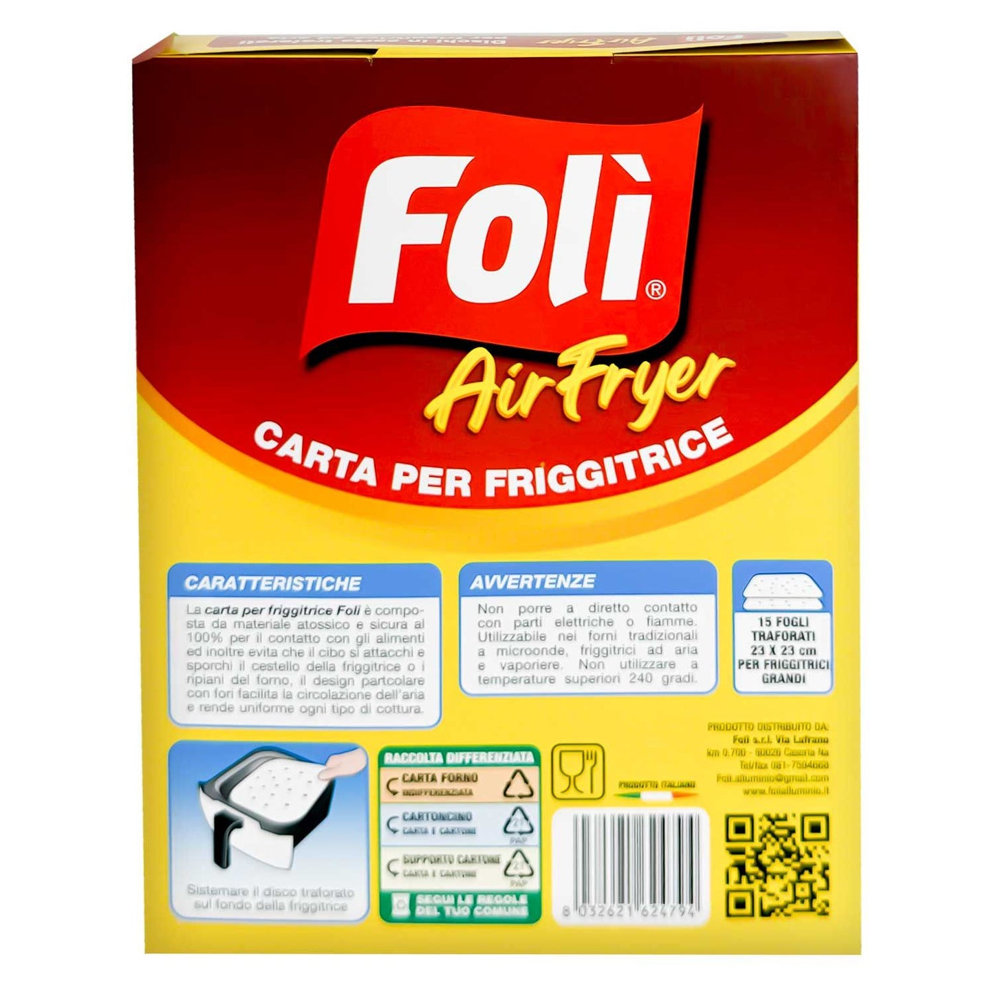 FOLI AIR FRYER FOGLI PER FRIG. ARIA QUADRA 23X23 CM