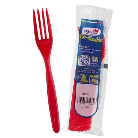 FORCHETTA ROSSA CONFEZIONE DA 15 PZ