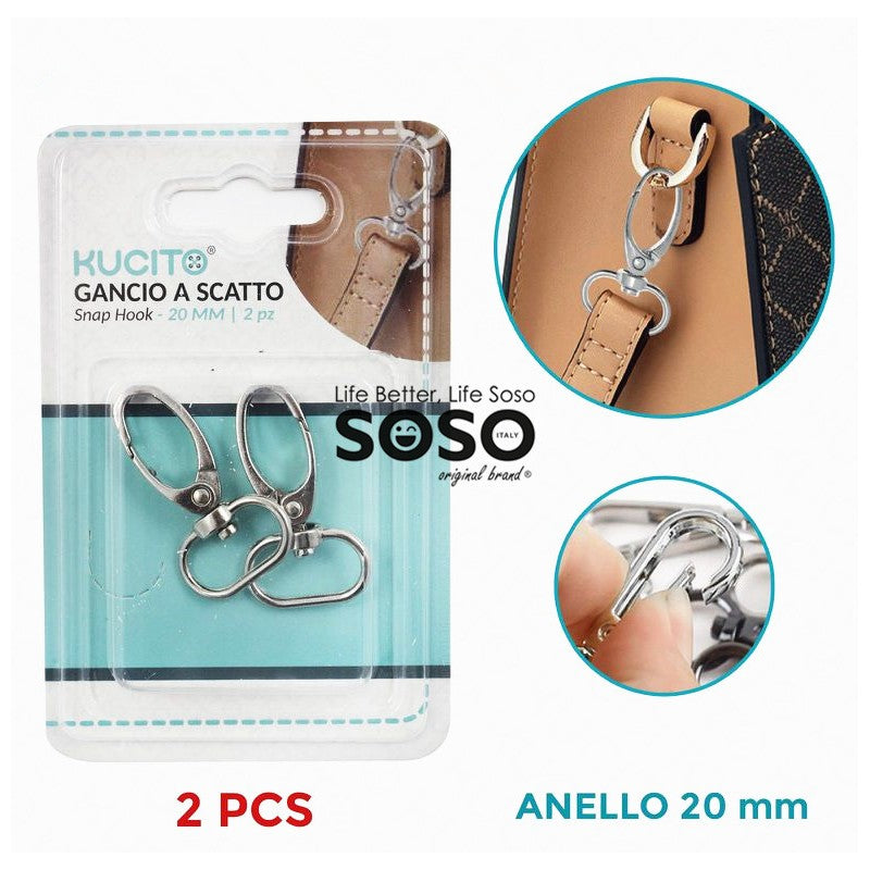 GANCIO A SCATTO ANELLO 20MM 2PCS