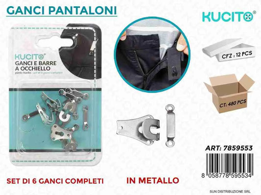 GANCI PANTALONI IN METALLO 6SET 3PUNTE