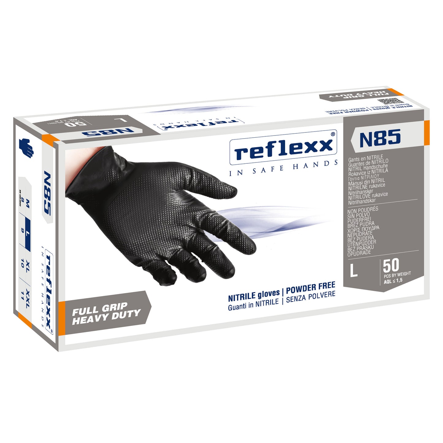 GUANTI NITRILE NERO FULL GRIP L 50 PZ