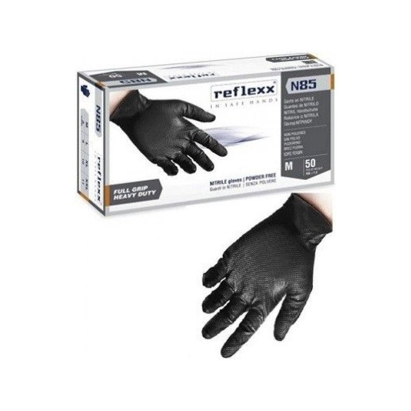 GUANTI NITRILE NERO FULL GRIP M 50 PZ